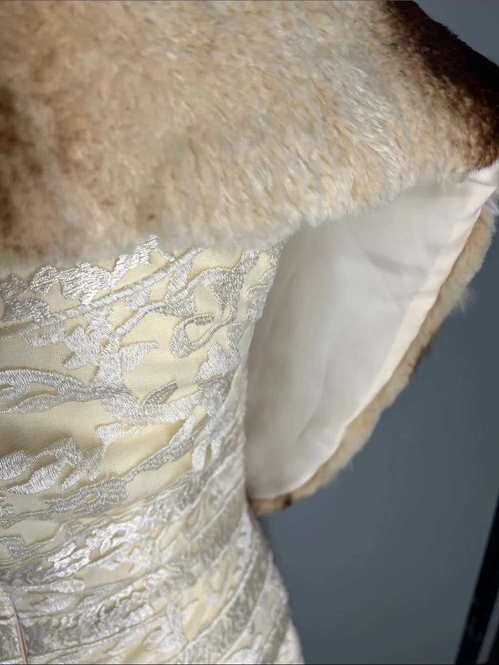 Faux Fur Scarf Wrap in Cream and Brown
